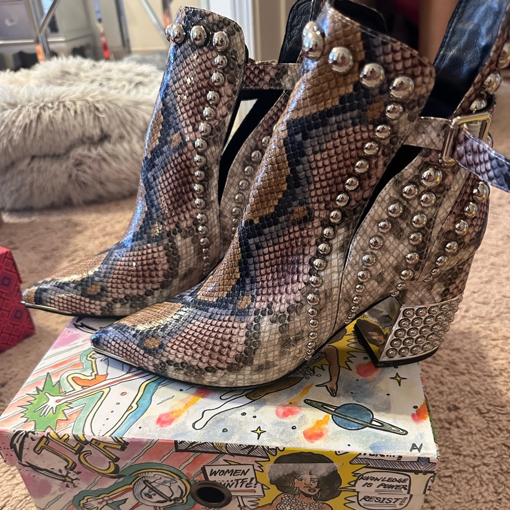Studded snake skin boots
